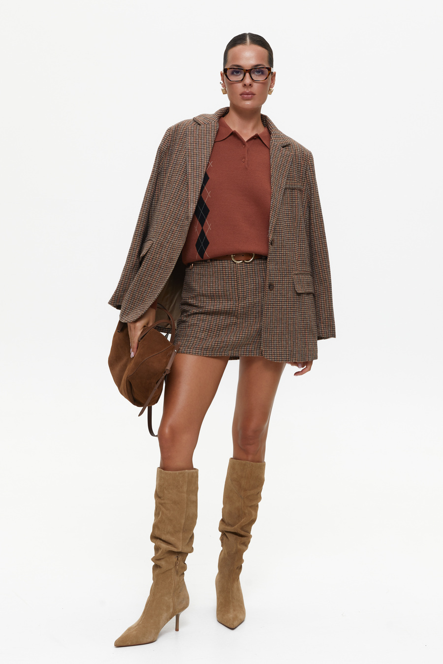 Zhaket v print gusyacha lapka brown